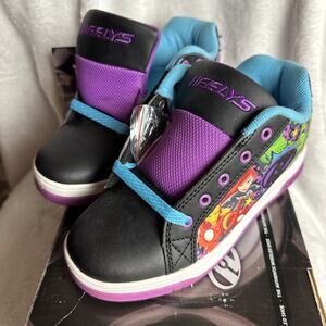 HEELYS SPLIT MARVEL SUPERHEROS YOUTH SNEAKERS Black Purple Blue SIZE 4 NIB NEW